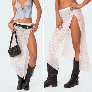 Edikted SHEER PATCHWORK LACE MAXI SKIRT 
WHITE / XS NWOT NEW WITHOUT TAGS
